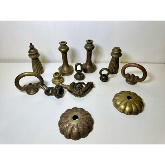 Antique Lot Brass Loops Hanging Lamp Light Fixture Parts Replacement Vintage - Picture 2 of 14